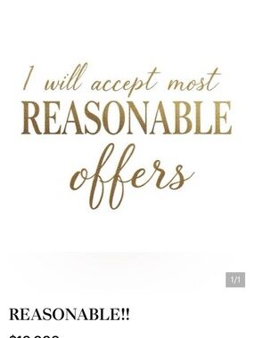 Gold Script 'I Will Accept Most Reasonable Offers' Wall Art